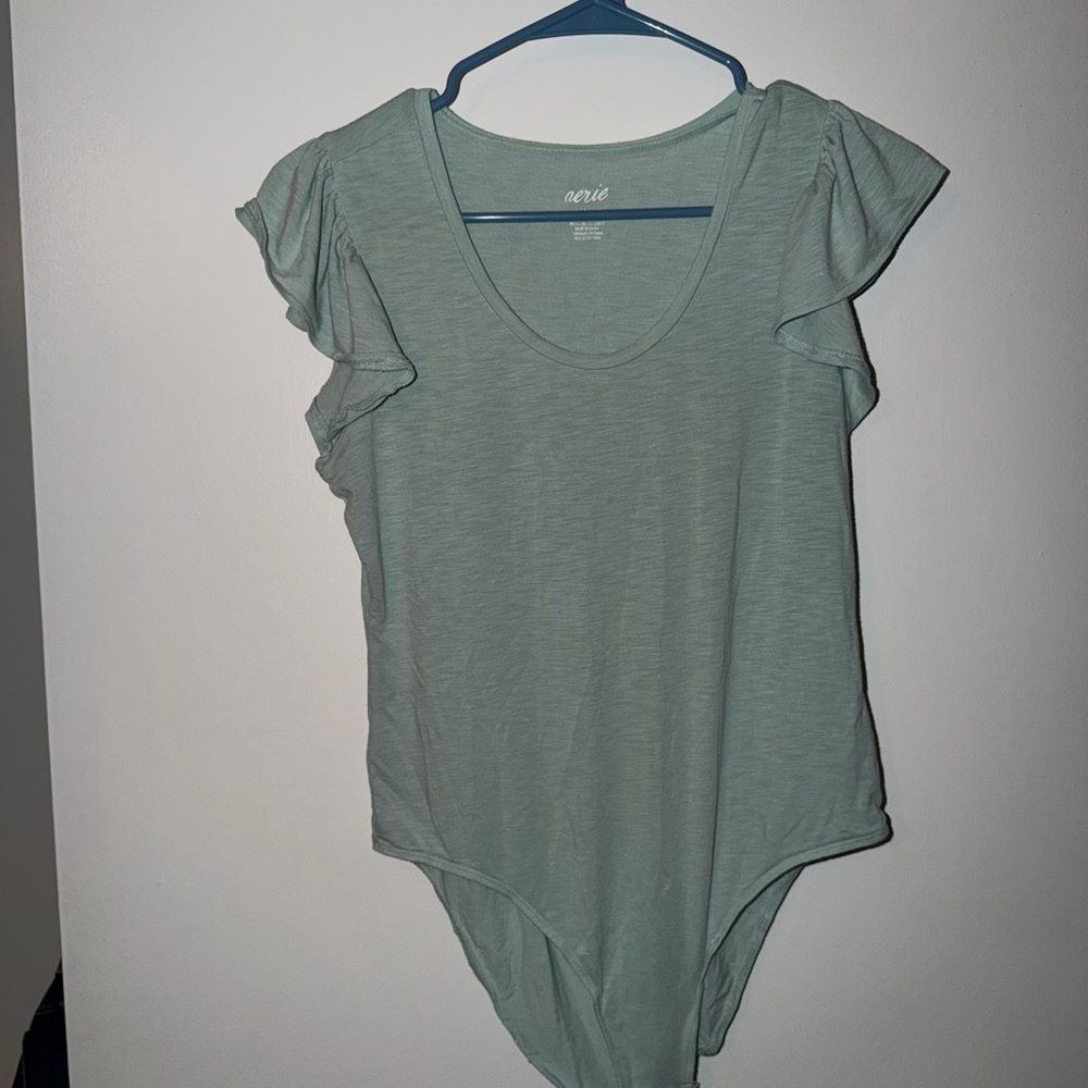 Aerie Sage Ruffle Sleeve Bodysuit
